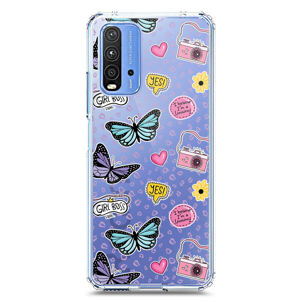 Xiaomi Redmi 9T Cover - O'Nation Butterfly Dreams Series 1 - Clear Phone Case - Soft Silicon Borders