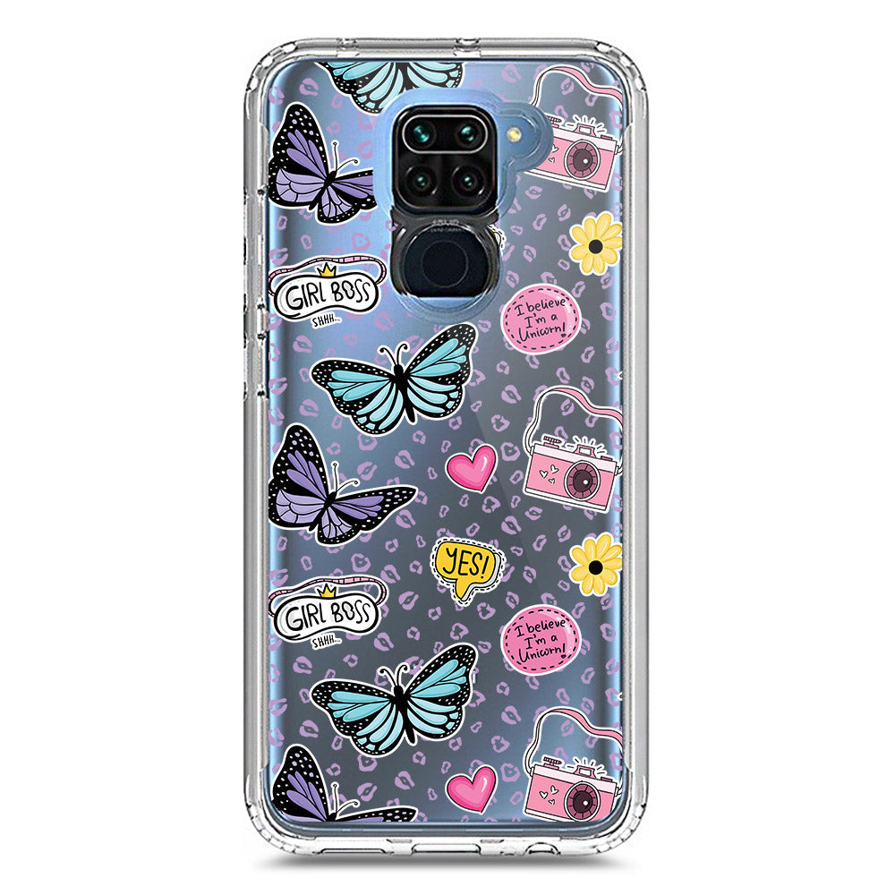 Xiaomi Redmi Note 9 Cover - O'Nation Butterfly Dreams Series 1 - Clear Phone Case - Soft Silicon Borders