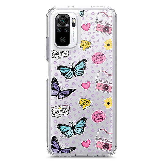 Xiaomi Redmi Note 10S Cover - O'Nation Butterfly Dreams Series 1 - Clear Phone Case - Soft Silicon Borders