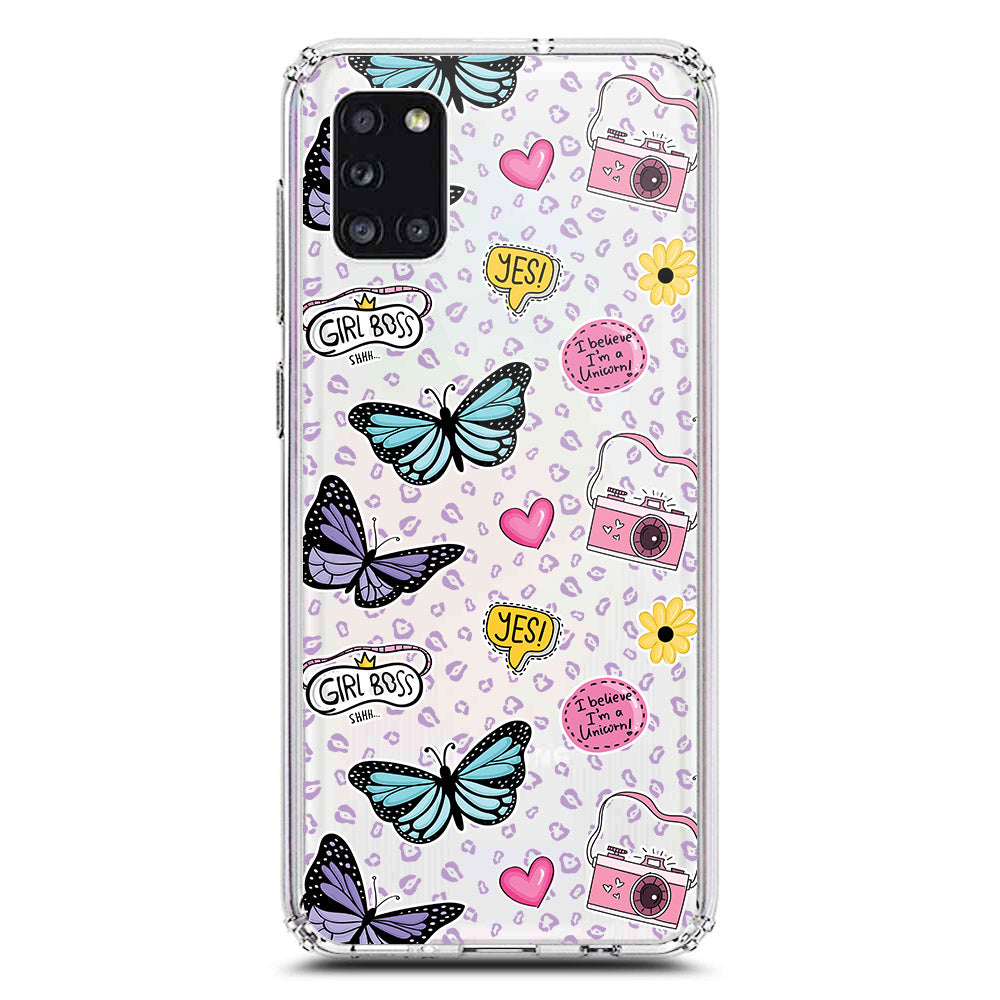 Samsung Galaxy A31 Cover - O'Nation Butterfly Dreams Series 1 - Clear Phone Case - Soft Silicon Borders