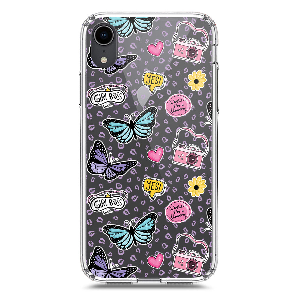 iPhone XR Cover - O'Nation Butterfly Dreams Series 1 - Clear Phone Case - Soft Silicon Borders