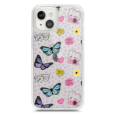 iPhone 13 Mini Cover - O'Nation Butterfly Dreams Series 1 - Clear Phone Case - Soft Silicon Borders