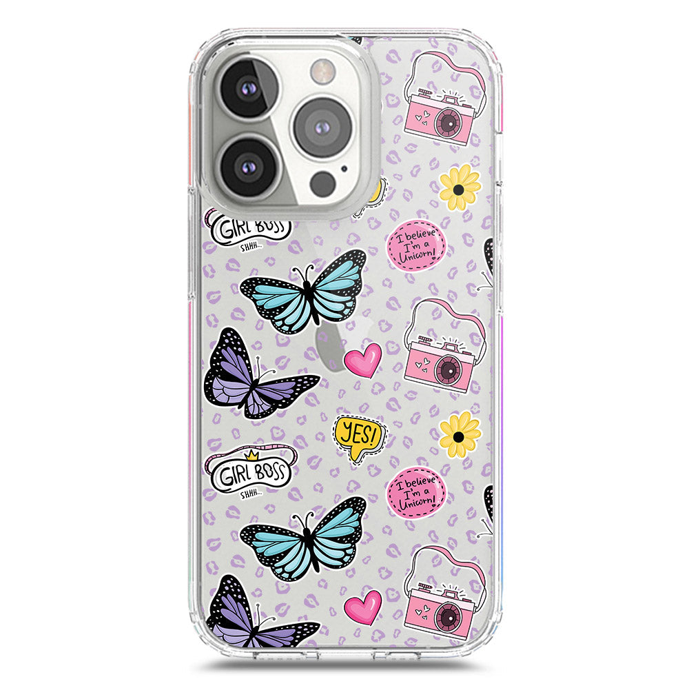 iPhone 13 Pro Cover - O'Nation Butterfly Dreams Series 1 - Clear Phone Case - Soft Silicon Borders