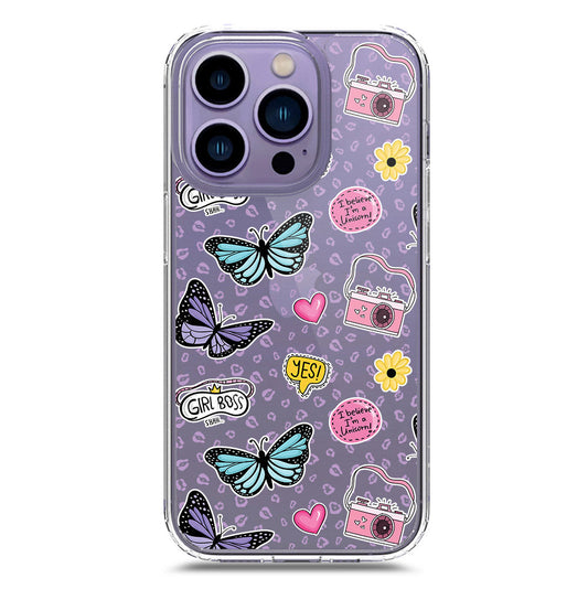 iPhone 14 Pro Cover - O'Nation Butterfly Dreams Series 1 - Clear Phone Case - Soft Silicon Borders