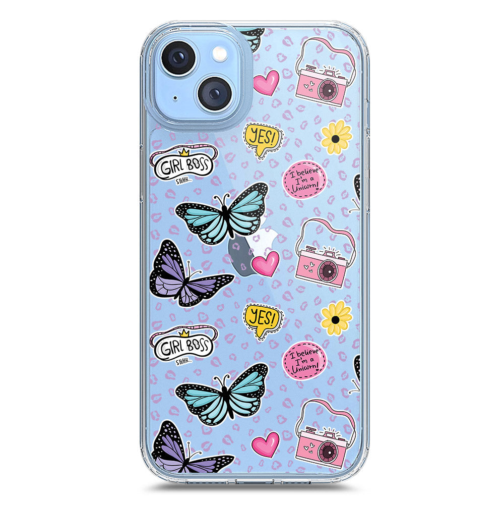 iPhone 14 Plus Cover - O'Nation Butterfly Dreams Series 1 - Clear Phone Case - Soft Silicon Borders