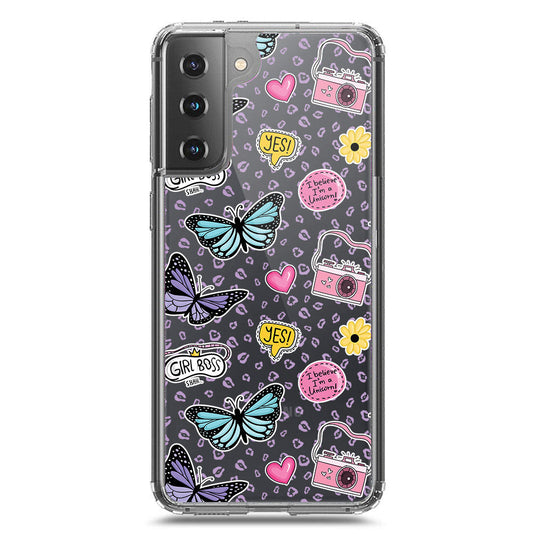 Samsung Galaxy S21 Plus 5G Cover - O'Nation Butterfly Dreams Series 1 - Clear Phone Case - Soft Silicon Borders