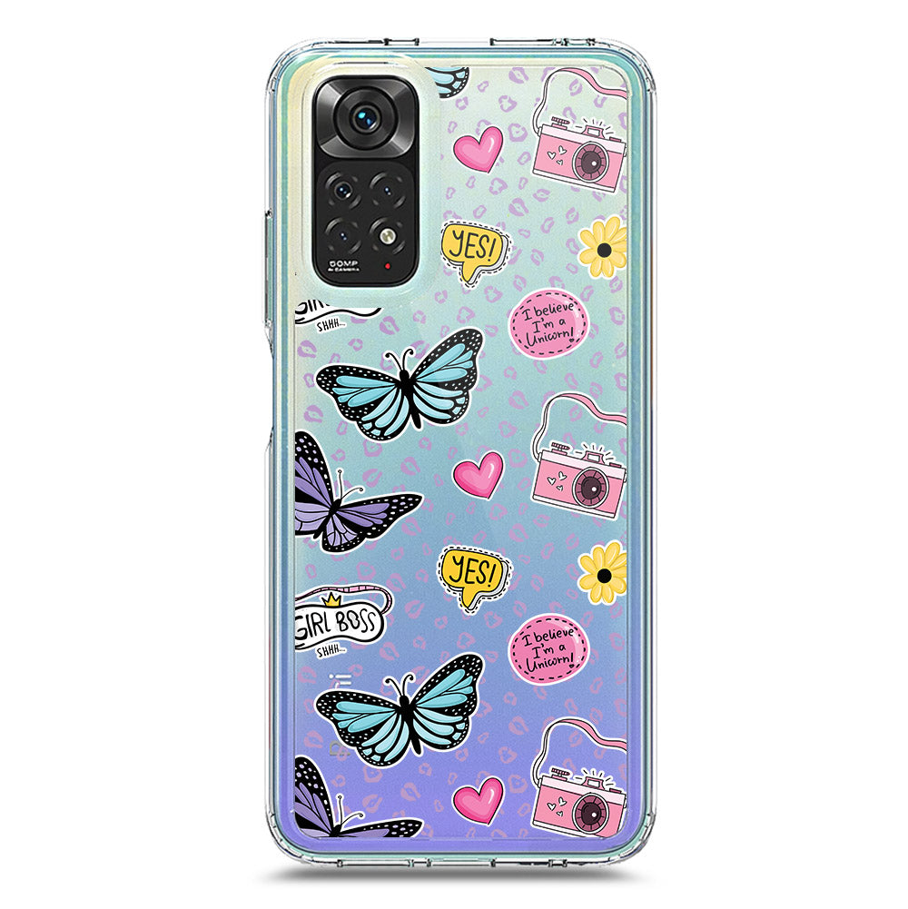 Xiaomi Redmi Note 11S Cover - O'Nation Butterfly Dreams Series 1 - Clear Phone Case - Soft Silicon Borders