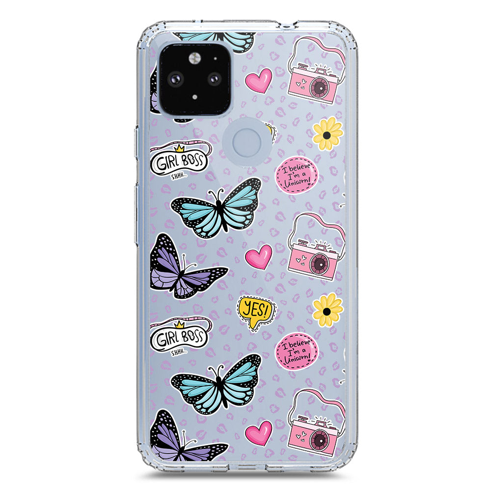 Google Pixel 5 Cover - O'Nation Butterfly Dreams Series 1 - Clear Phone Case - Soft Silicon Borders