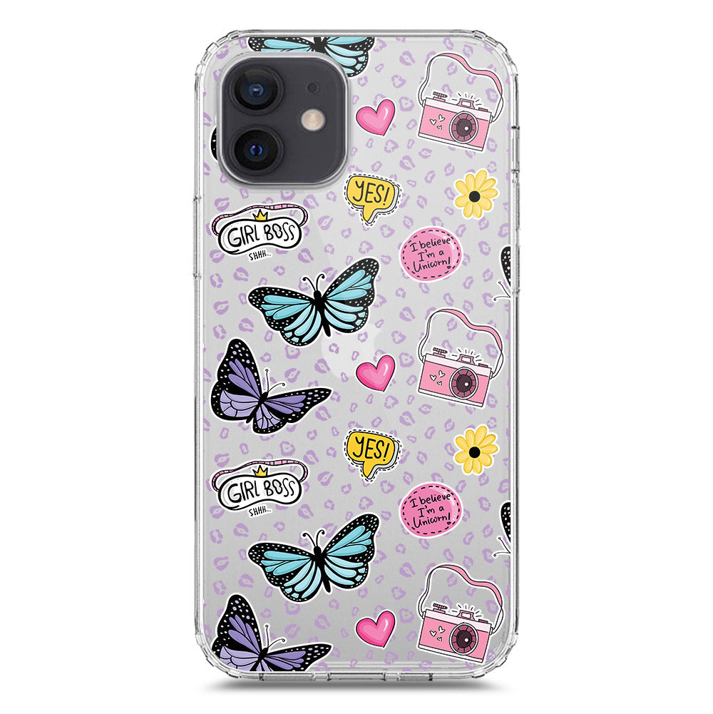iPhone 12 Pro Cover - O'Nation Butterfly Dreams Series 1 - Clear Phone Case - Soft Silicon Borders