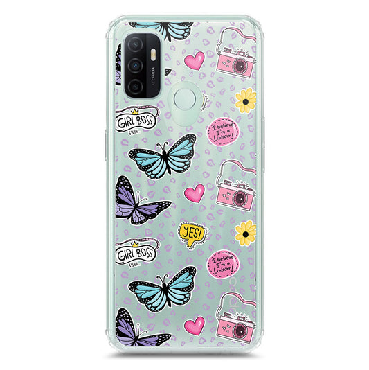 Oppo A53 Cover - O'Nation Butterfly Dreams Series 1 - Clear Phone Case - Soft Silicon Borders