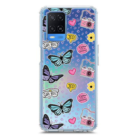 Oppo A54 4G Cover - O'Nation Butterfly Dreams Series 1 - Clear Phone Case - Soft Silicon Borders