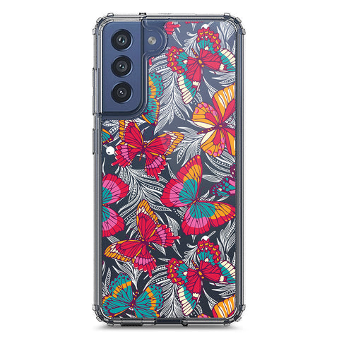 Samsung Galaxy S21 FE 5G Cover - O'Nation Butterfly Dreams Series 1 - Clear Phone Case - Soft Silicon Borders