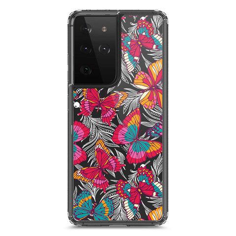 Samsung Galaxy S21 Ultra 5G Cover - O'Nation Butterfly Dreams Series 1 - Clear Phone Case - Soft Silicon Borders