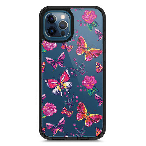 iPhone 12 Pro Max - Black - Cover - O'Nation Butterfly Dreams Series 1 - Clear Phone Case - Soft Silicon Borders