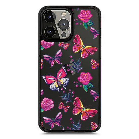 iPhone 13 Pro Max - Black - Cover - O'Nation Butterfly Dreams Series 1 - Clear Phone Case - Soft Silicon Borders