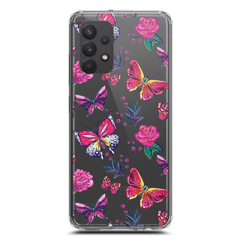 Samsung Galaxy A32 Cover - O'Nation Butterfly Dreams Series 1 - Clear Phone Case - Soft Silicon Borders
