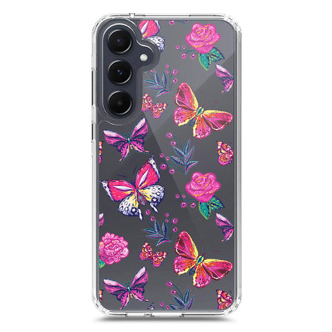 Samsung Galaxy A55 Cover - O'Nation Butterfly Dreams Series 1 - Clear Phone Case - Soft Silicon Borders