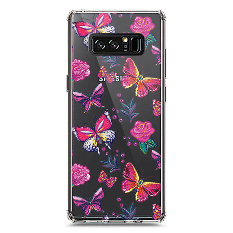 Samsung Galaxy Note 8 Cover - O'Nation Butterfly Dreams Series 1 - Clear Phone Case - Soft Silicon Borders