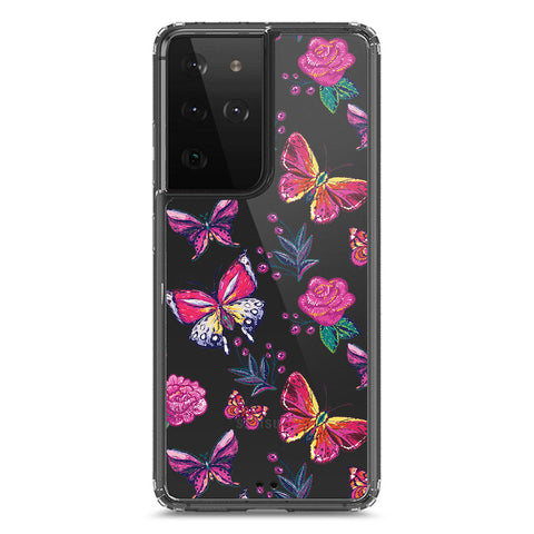 Samsung Galaxy S21 Ultra 5G Cover - O'Nation Butterfly Dreams Series 1 - Clear Phone Case - Soft Silicon Borders