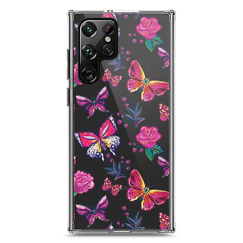 Samsung Galaxy S22 Ultra 5G Cover - O'Nation Butterfly Dreams Series 1 - Clear Phone Case - Soft Silicon Borders