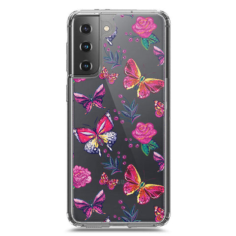 Samsung Galaxy S21 5G Cover - O'Nation Butterfly Dreams Series 1 - Clear Phone Case - Soft Silicon Borders