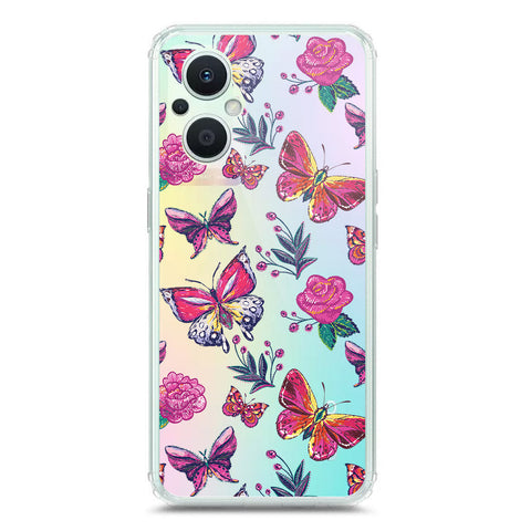 Oppo Reno 7 Lite Cover - O'Nation Butterfly Dreams Series 1 - Clear Phone Case - Soft Silicon Borders