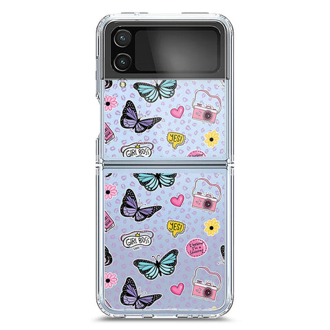 Samsung Galaxy Z Flip 4 5G Cover - O'Nation Butterfly Dreams Series 1 - Clear Phone Case - Soft Silicon Borders