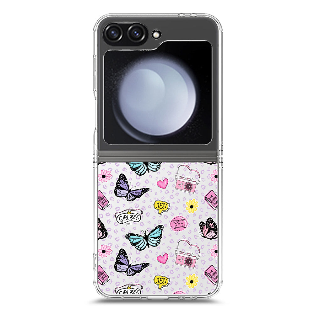 Samsung Galaxy Z Flip 6 Cover - O'Nation Butterfly Dreams Series 1 - Clear Phone Case - Soft Silicon Borders