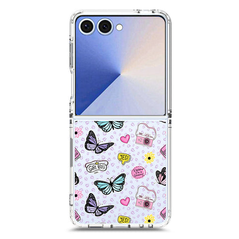 Samsung Galaxy Z Flip 7 Cover - O'Nation Butterfly Dreams Series 1 - Clear Phone Case - Soft Silicon Borders