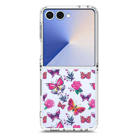 Samsung Galaxy Z Flip 7 Cover - O'Nation Butterfly Dreams Series 1 - Clear Phone Case - Soft Silicon Borders