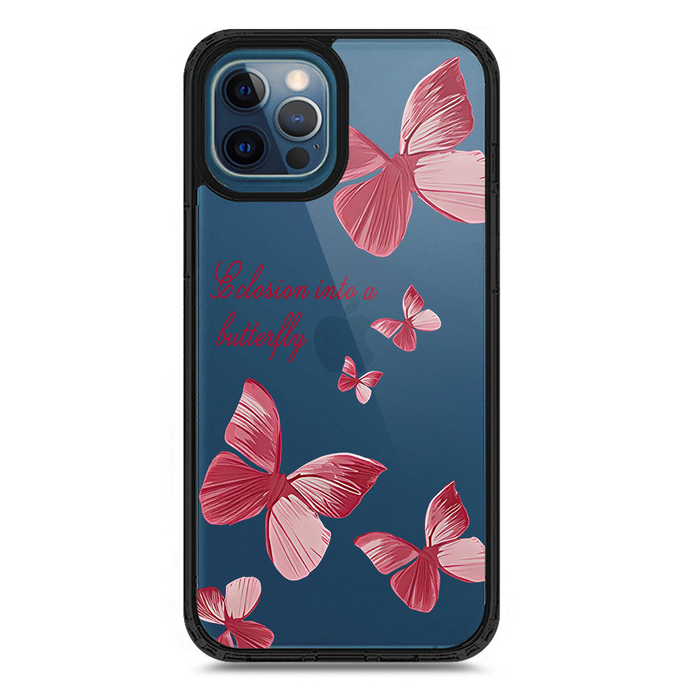 iPhone 12 Pro Max - Black - Cover - O'Nation Butterfly Dreams Series 2 - Clear Phone Case - Soft Silicon Borders