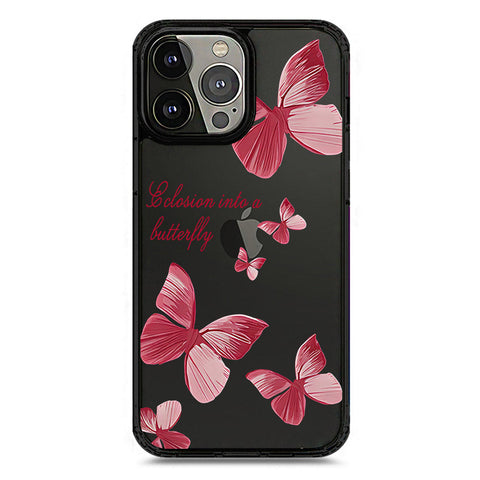 iPhone 13 Pro Max - Black - Cover - O'Nation Butterfly Dreams Series 2 - Clear Phone Case - Soft Silicon Borders