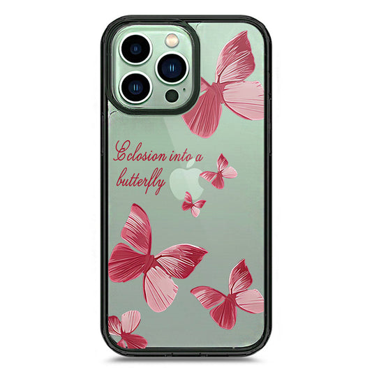 iPhone 14 Pro Max - Black - Cover - O'Nation Butterfly Dreams Series 2 - Clear Phone Case - Soft Silicon Borders