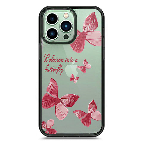 iPhone 14 Pro Max - Black - Cover - O'Nation Butterfly Dreams Series 2 - Clear Phone Case - Soft Silicon Borders