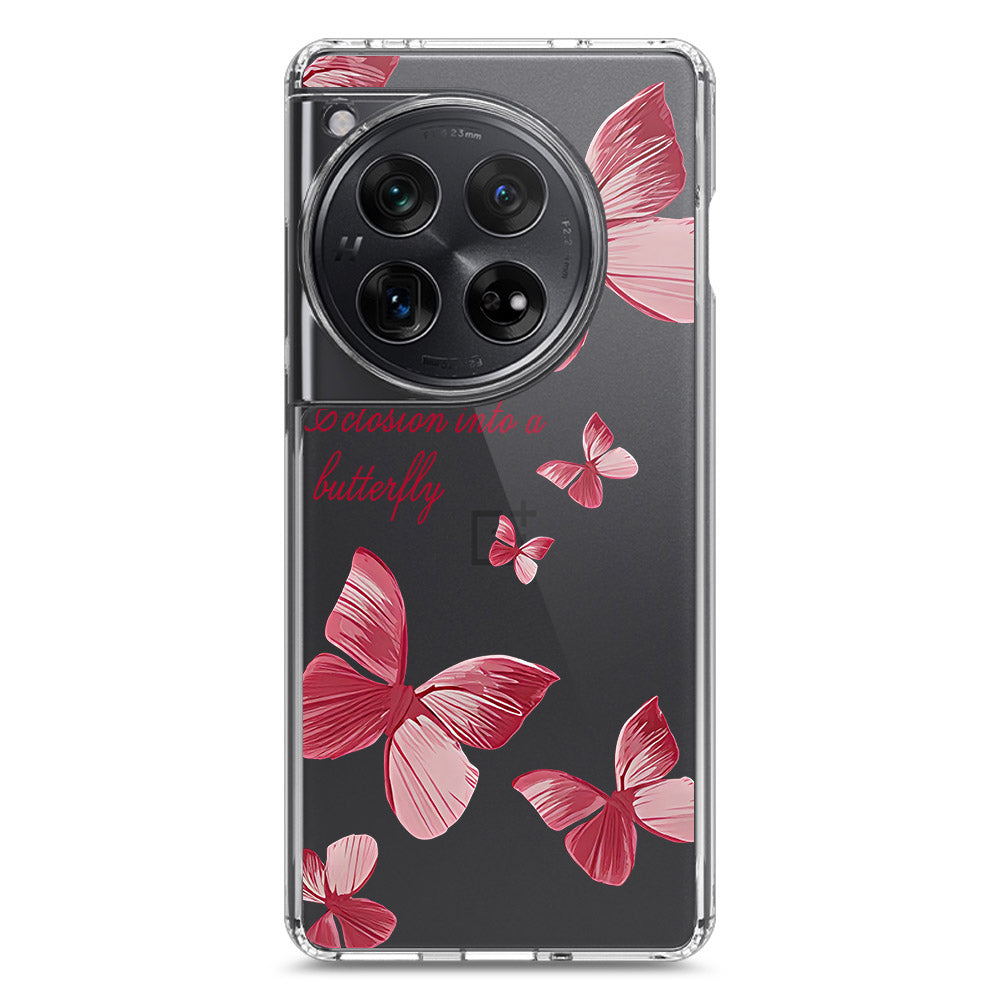 OnePlus 12 Cover - O'Nation Butterfly Dreams Series 2 - Clear Phone Case - Soft Silicon Borders