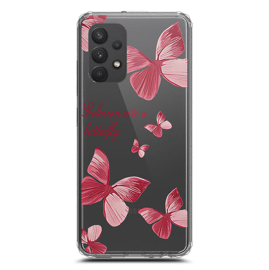 Samsung Galaxy A32 Cover - O'Nation Butterfly Dreams Series 2 - Clear Phone Case - Soft Silicon Borders