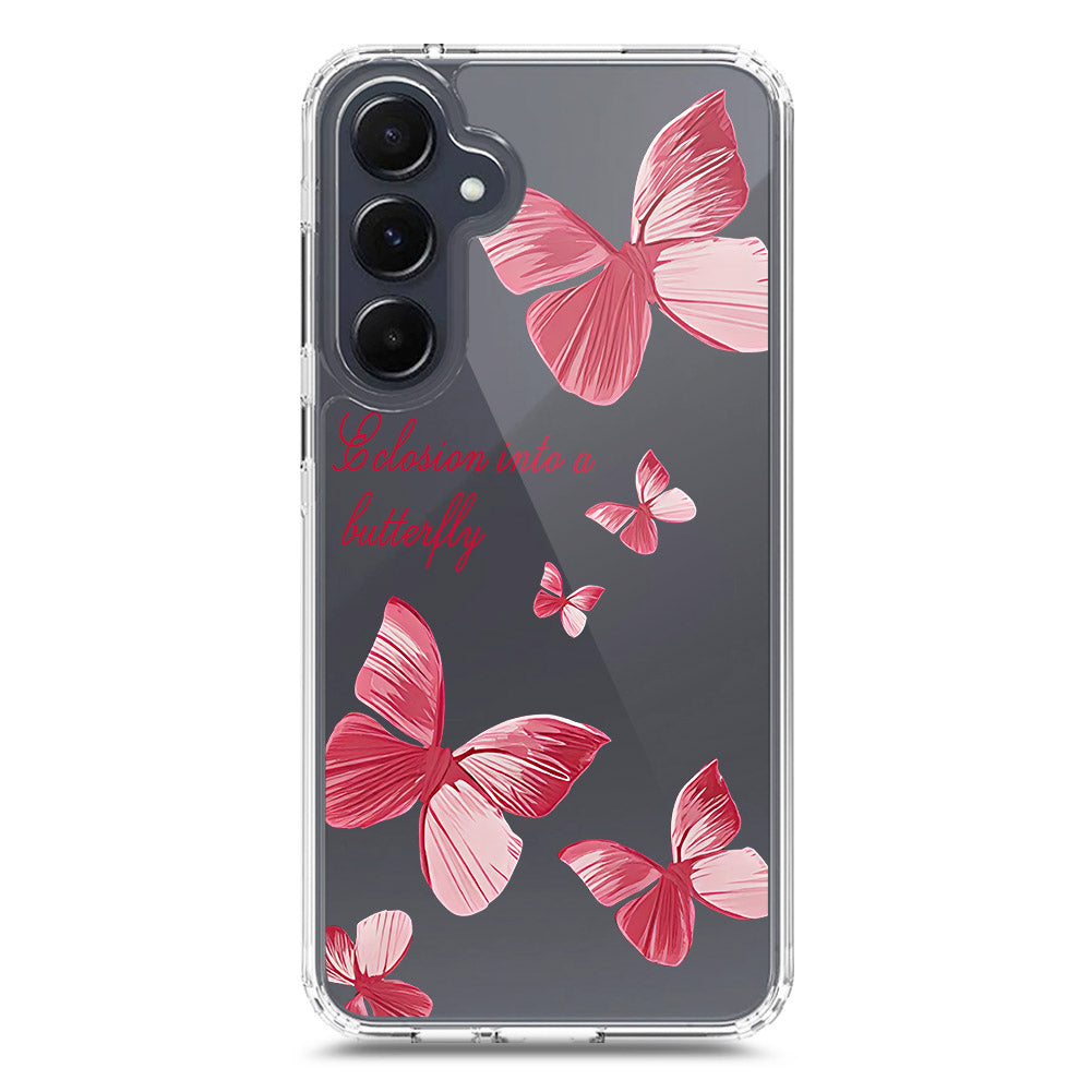 Samsung Galaxy A35 Cover - O'Nation Butterfly Dreams Series 2 - Clear Phone Case - Soft Silicon Borders