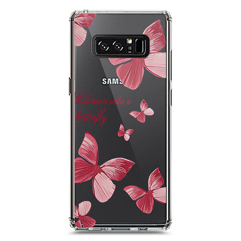 Samsung Galaxy Note 8 Cover - O'Nation Butterfly Dreams Series 2 - Clear Phone Case - Soft Silicon Borders