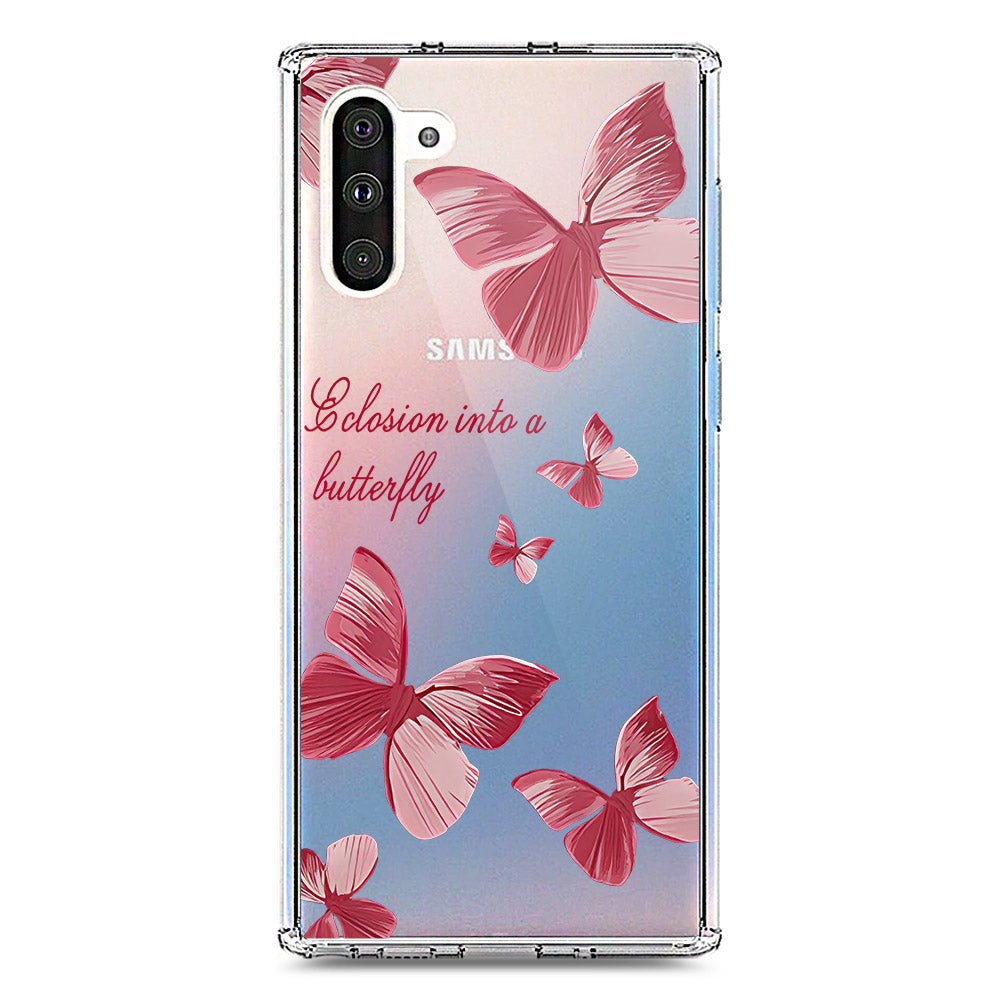 Samsung Galaxy Note 10 Cover - O'Nation Butterfly Dreams Series 2 - Clear Phone Case - Soft Silicon Borders