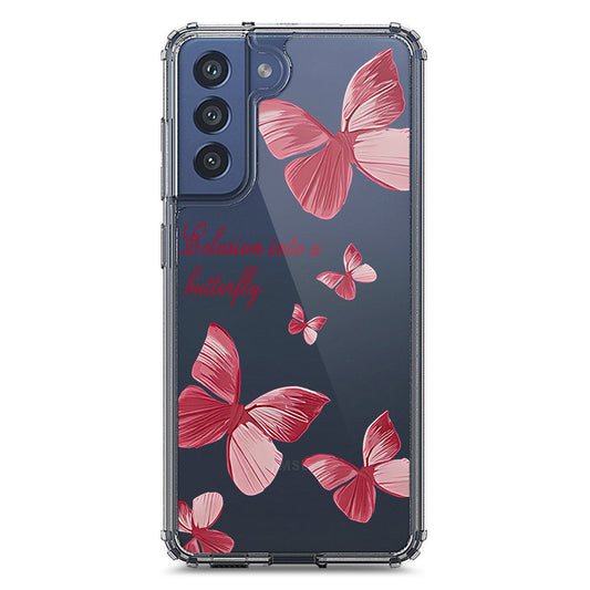 Samsung Galaxy S21 FE 5G Cover - O'Nation Butterfly Dreams Series 2 - Clear Phone Case - Soft Silicon Borders