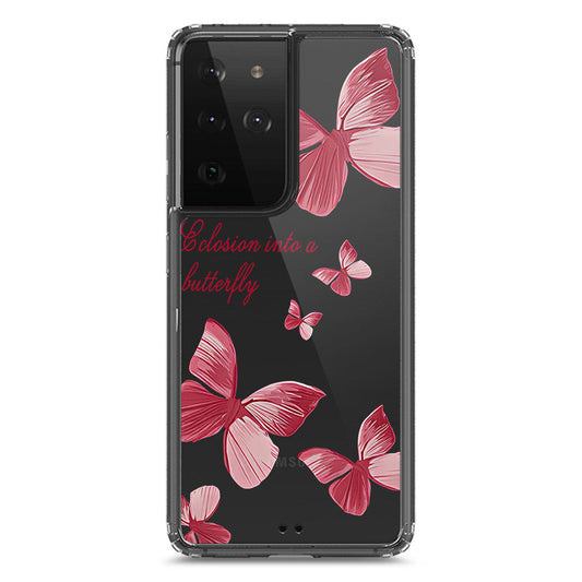 Samsung Galaxy S21 Ultra 5G Cover - O'Nation Butterfly Dreams Series 2 - Clear Phone Case - Soft Silicon Borders