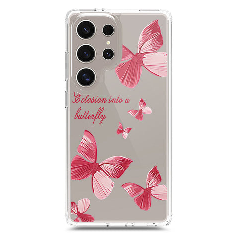 Samsung Galaxy S23 Ultra 5G Cover - O'Nation Butterfly Dreams Series 2 - Clear Phone Case - Soft Silicon Borders