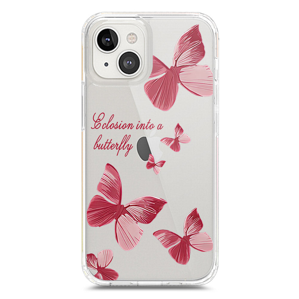 iPhone 14 Cover - O'Nation Butterfly Dreams Series 2 - Clear Phone Case - Soft Silicon Borders