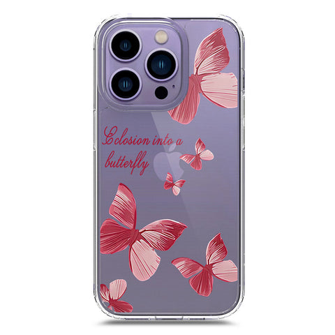 iPhone 14 Pro Cover - O'Nation Butterfly Dreams Series 2 - Clear Phone Case - Soft Silicon Borders