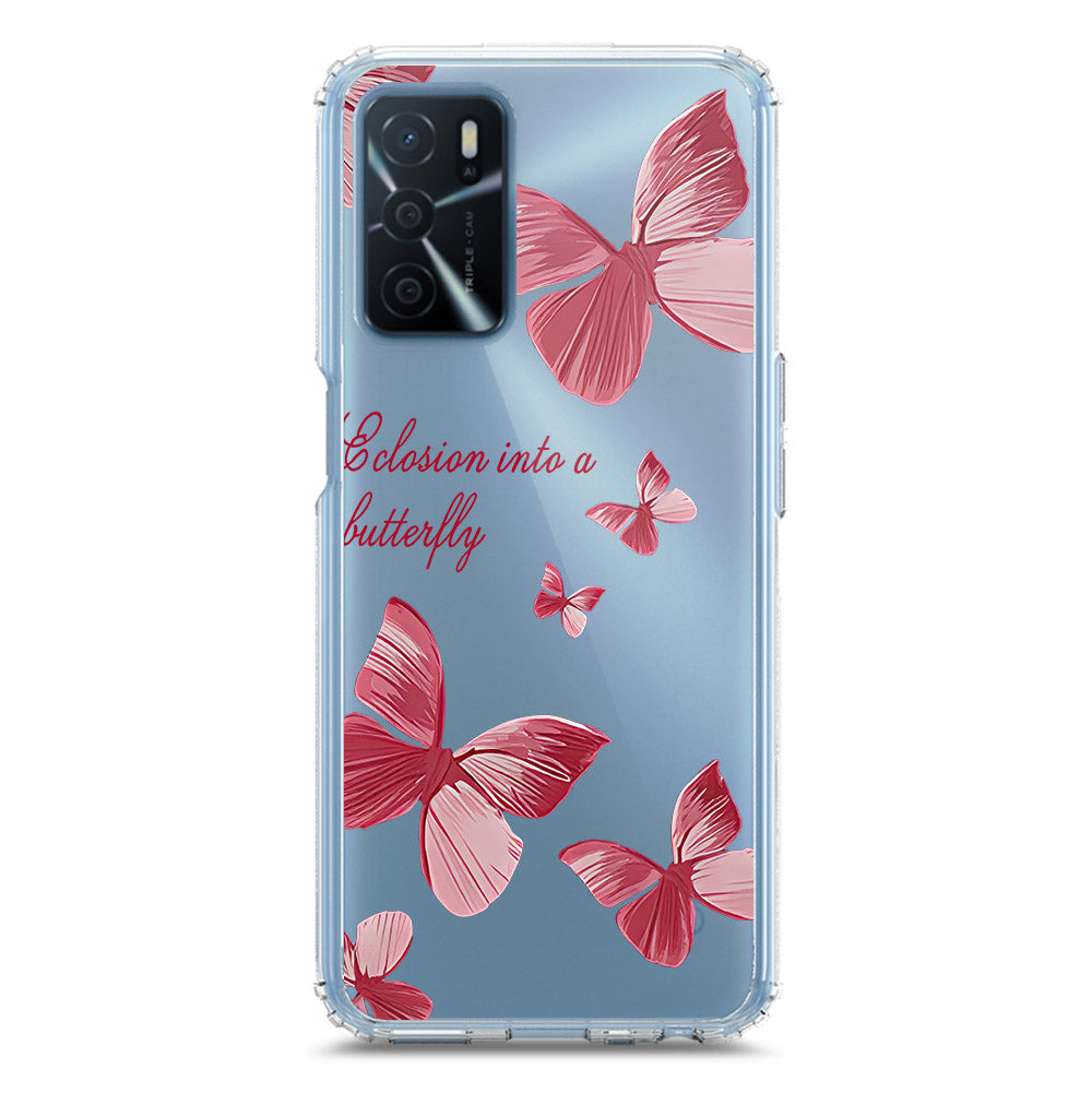 Oppo A16 Cover - O'Nation Butterfly Dreams Series 2 - Clear Phone Case - Soft Silicon Borders