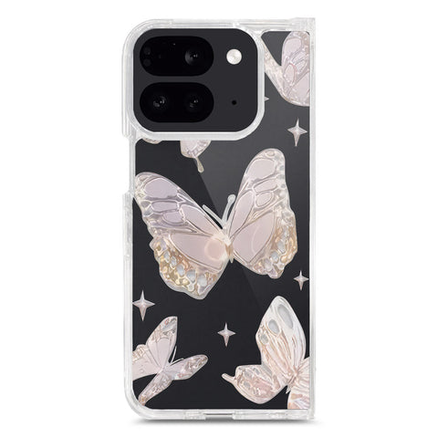 Google Pixel 9 Pro Fold Cover - O'Nation Butterfly Dreams Series 2 - Clear Phone Case - Soft Silicon Borders