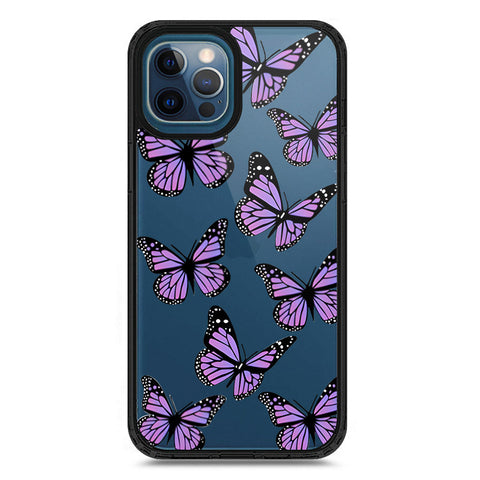 iPhone 12 Pro Max - Black - Cover - O'Nation Butterfly Dreams Series 2 - Clear Phone Case - Soft Silicon Borders