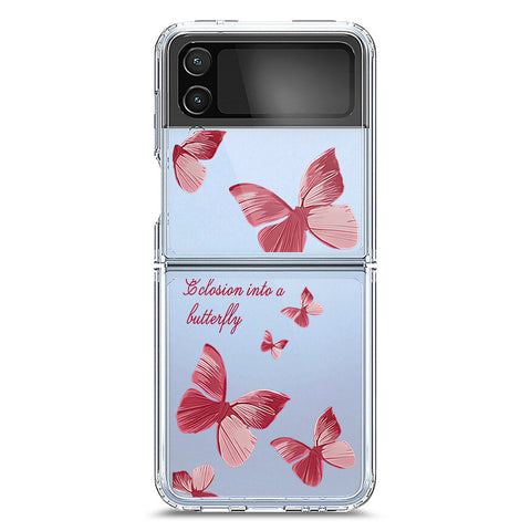 Samsung Galaxy Z Flip 3 5G Cover - O'Nation Butterfly Dreams Series 2 - Clear Phone Case - Soft Silicon Borders