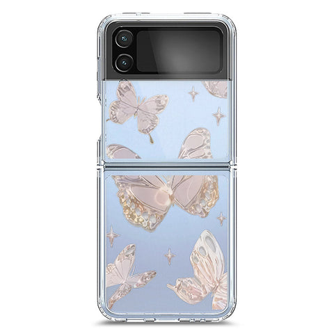 Samsung Galaxy Z Flip 4 5G Cover - O'Nation Butterfly Dreams Series 2 - Clear Phone Case - Soft Silicon Borders