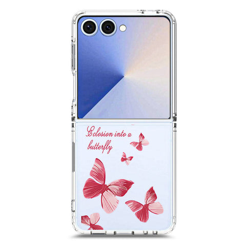 Samsung Galaxy Z Flip 7 Cover - O'Nation Butterfly Dreams Series 2 - Clear Phone Case - Soft Silicon Borders